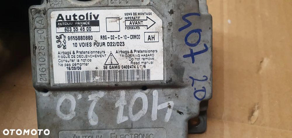 Moduł Sensor Airbag Poduszek Peugeot 407 9655880880 - 4
