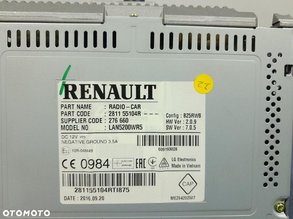 RENAULT CAPTUR I RADIO FABRYCZNE NAWIGACJA EKRAN 281155104R - 10