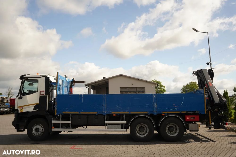 Renault C 380 / 6x4 / CAROSERIE DE LIVRARE 6,8 m / + HIAB X-HIPRO 192 ES-4 ÎNALTĂ DE RIDICARE: 12,4 M / ROTATOARE / FURCĂ PENTRU PALEȚI / EURO 6 - 9
