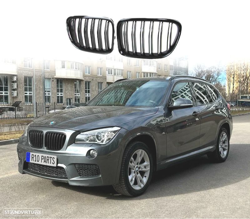 GRELHA DUPLA BMW X1 E84 09-14 LOOK M4 PRETO BRILHANTE - 1