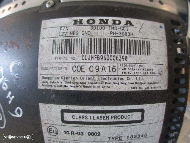 Radios 39100TM8G01 HONDA INSIGHT 2009 1.3I HIBRIDO 88CV 5P CINZA ORIGINAL PH-3083H - 4
