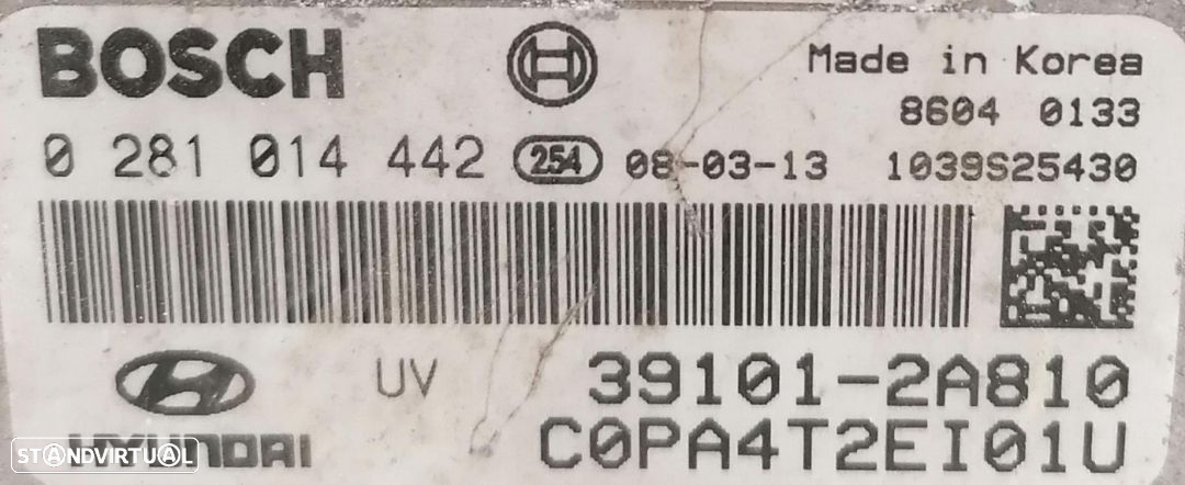 Centralina motor Hyundai I10, 1.1 CRDI, referência 0281014442, 39101-2A810. - 2