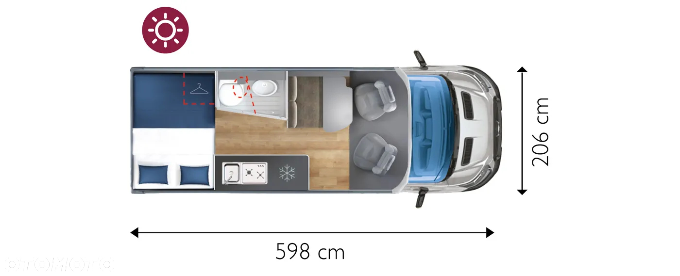 Giottiline GIOTTIVAN 60FT RAPIDO gr. Ford Transit MARKIZA SOLAR 200W KAMERA COFANIA RADIO 2DIN TRUMA DIESEL 4 OSOBOWY - 10
