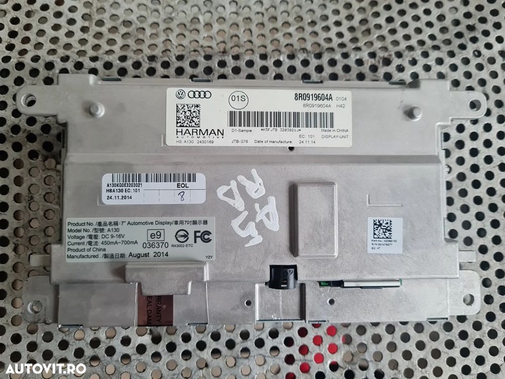 Display Navigatie Audi A4 B8 A5 2.0 Tdi Euro 5 Cod Motor CJC Cutie Automata NYM An 2012-2013-2014-2015 Cod 8R0919604A Volan Stanga Dezmembrez Audi A5 Facelift 2.0 Tdi Automat Motor CJC Cutie Automata NYM Volan Stanga Xenon Piele An 2012-2013-2014-2015 - 7