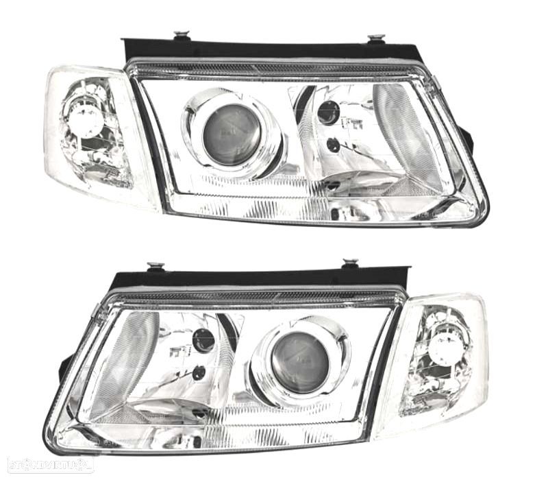 FARÓIS FRENTE PARA VOLKSWAGEN VW PASSAT 3B 96-00 FUNDO CROMADO - 1