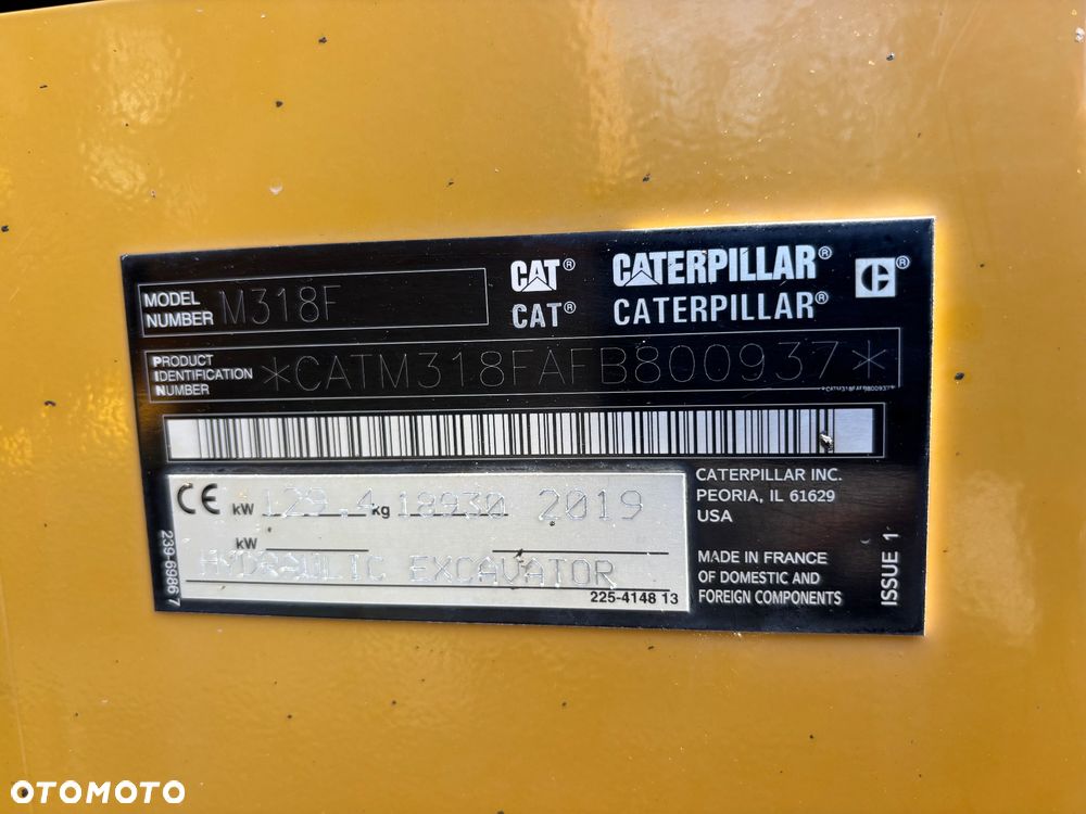 Caterpillar CAT M318F ROK 2019 PODPORY PLUG 1 WLASCICIEL - 22