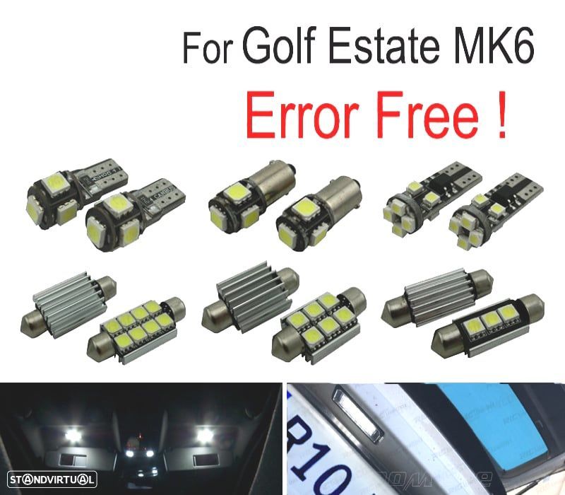 KIT COMPLETO 14 LAMPADAS LED INTERIOR PARA VOLKSWAGEN VW GOLF FINCA 6 GOLF CARRO VI MK6 10-13 - 1