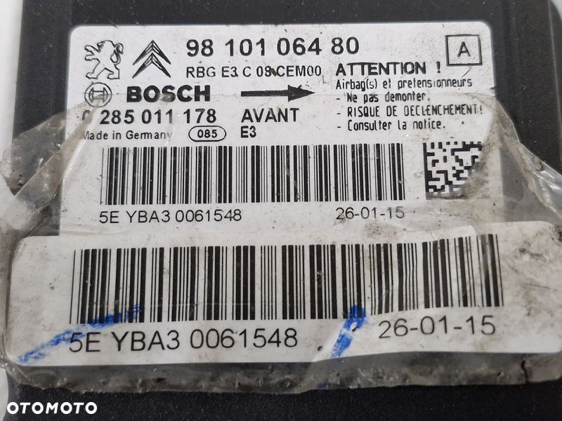 CITROEN C4 CACTUS SENSOR MODUŁ SRS AIRBAG PODUSZEK POWIETRZNYCH 9810106480 0285011178 - 2