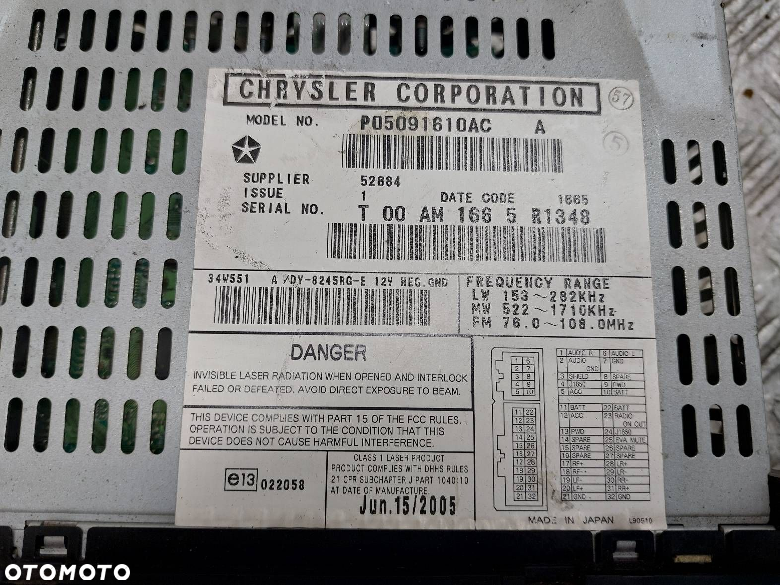 RADIO ODTWARZACZ CHRYSLER GRAND VOYAGER IV LIFT P05091610AC - 2