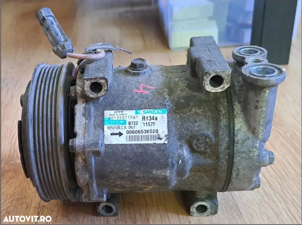 Compresor clima ac aer conditionat climatronic Alfa Romeo GT 1.8i benzina 1.9d diesel 1.6 16V 2.0 jts 1.9 jtd Fiat Doblo 1.9jtd 8d7V16 cod: 00606536520 ( 6 pk ) - 1