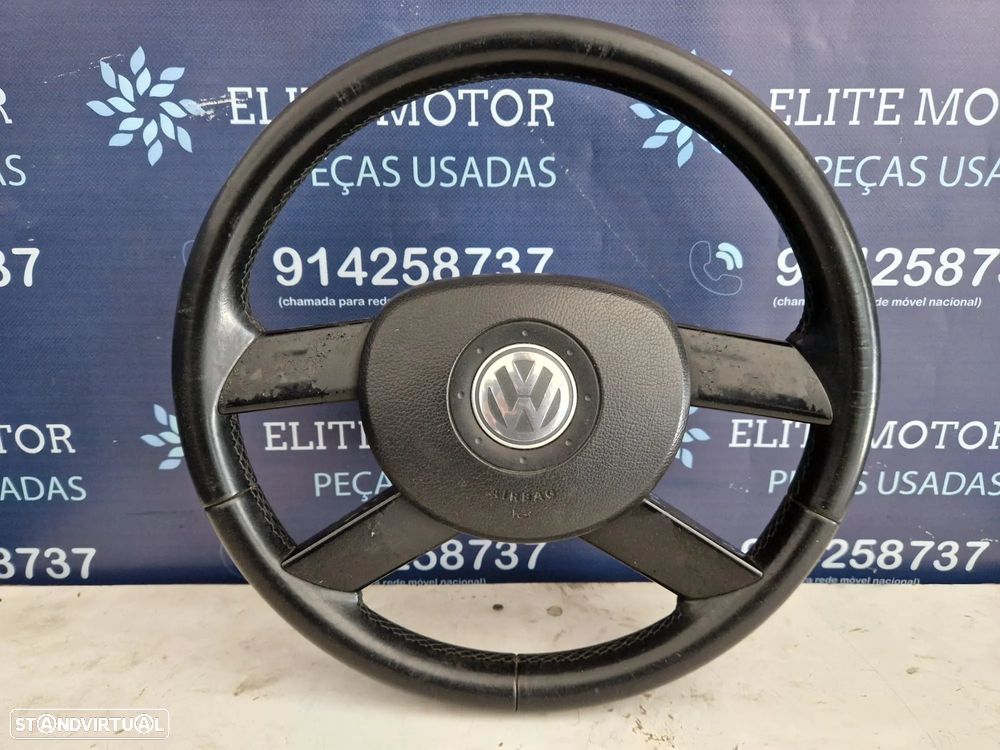 Volante usado pele com airbag VW PASSAT B6 GOLF 5 CADDY TOURAN JETTA - 3
