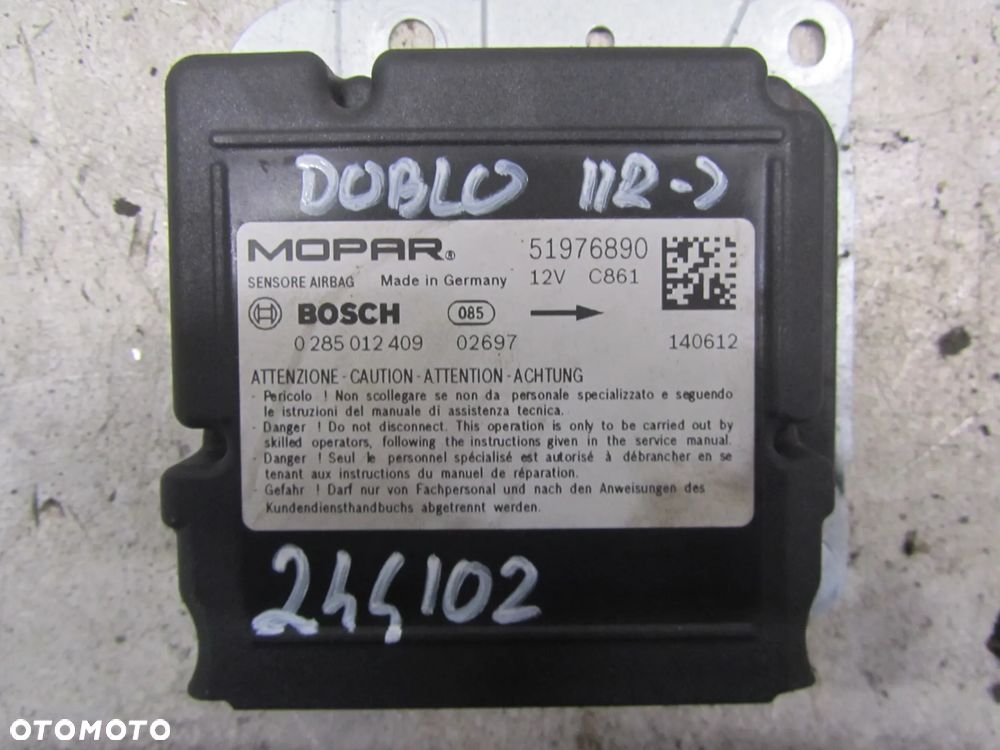 fiat doblo 11r->moduł airbag 0285012409