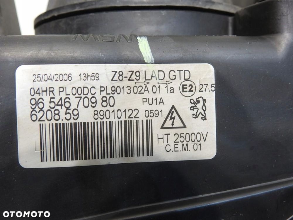 LAMPA LEWY PRZÓD XENON PEUGEOT 607 9654670980 - 7