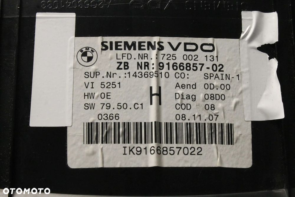 BMW E90 E91 E92 E93 LICZNIK ZEGARY 9166857-2 9166857 - 8