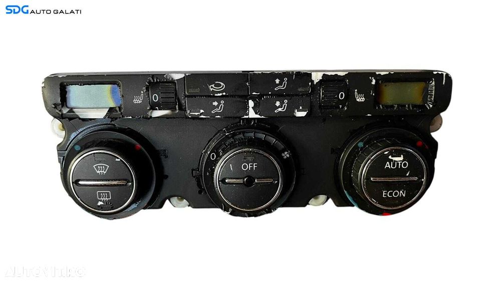 Panou Modul Unitate Comanda AC Aer Conditionat Clima Climatronic Dublu Dual Zone cu Incalzire in Scaun Scaune PENTRU PIESE Volkswagen Caddy 2003 - 2010 (Butoane Exfoliate Display Stricat) [LC0624] - 1