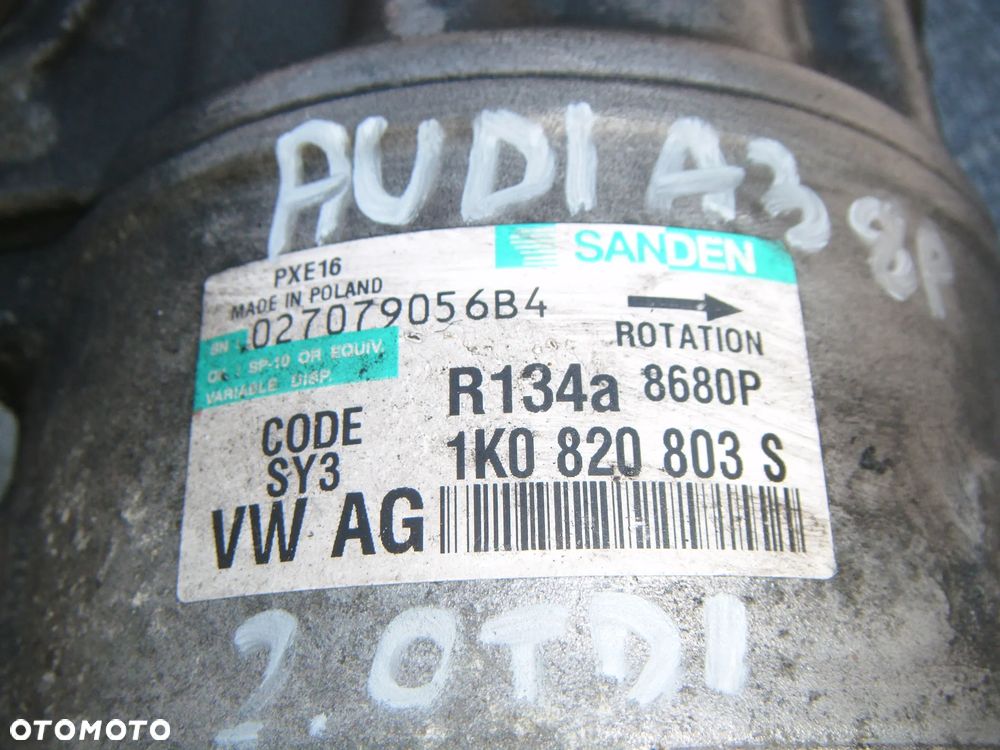audi a3 8p 2.0 tdi 04r kompresor- sprężarka klimatyzacji  1k0820803s - 2