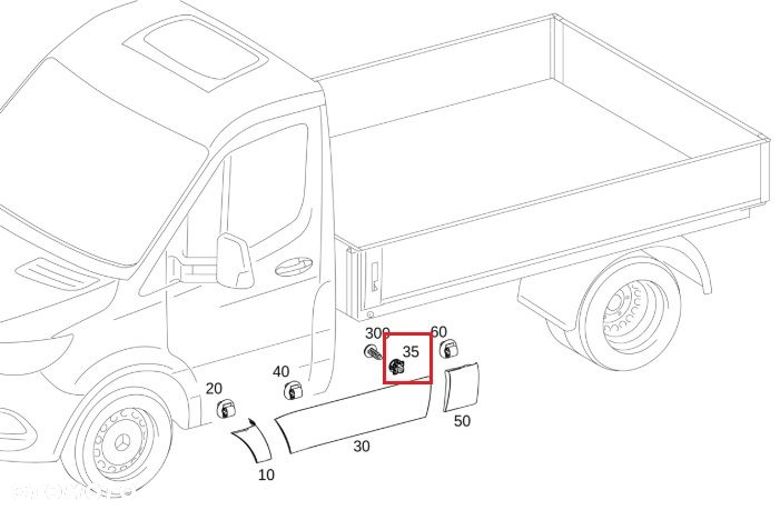 MERCEDES SPRINTER 907 910 Klips mocowania progu OE - 2