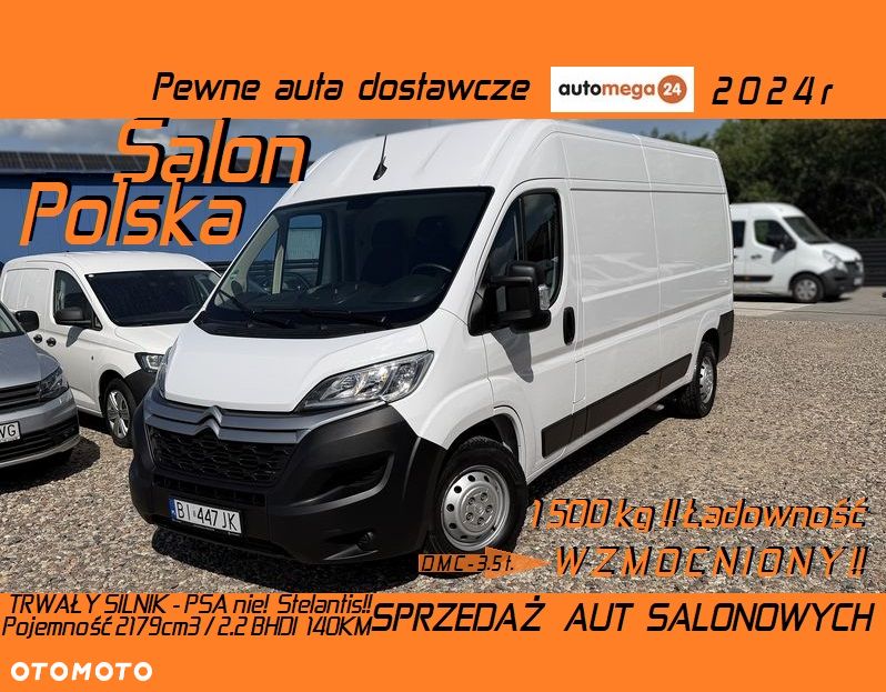 Citroën JUMPER WZMOCNIONY L3H2 HEAVY MAXI 3.5t Ładowność 1500kg Homologacja haka 3t.  SILNIK Euro-6 Starszej konstrukcji PSA Poj..2179cm3 140KM Trwały bezawaryjny na pojedynczej turbinie Nie!! Stelantis!! Koła 16' Hamulce wzmocnione BREMBO, Podwójne resory! Pełna zabudowa ładowni! Najtrwalsza konfiguracja maxi VAN L3H2 13m3 - 2