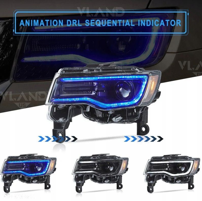 Reflektor Lampa kpl Vland Full Led Neon Tuning Jeep Grand Cherokee WK2 Lift - 4