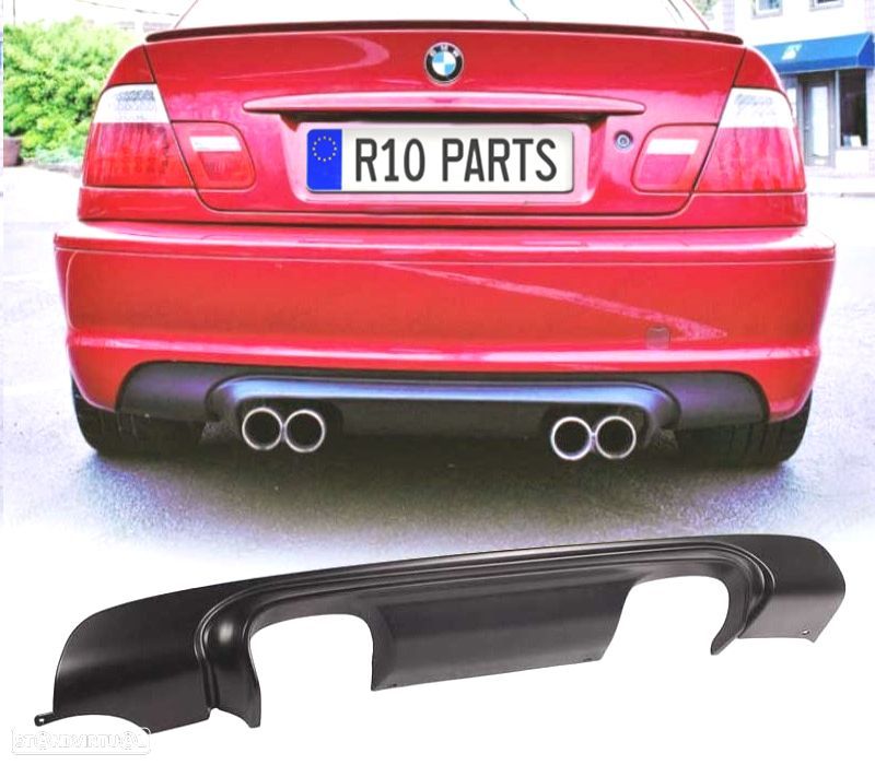DIFUSOR PÁRA-CHOQUES TRASEIRO BMW E46 LOOK M3 CSL COUPE CABRIO SEDAN 98-05 SAIDA DUPLA - 3