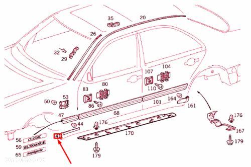 MERCEDES E-klasa uszczelka progu przednia prawa OE - 4