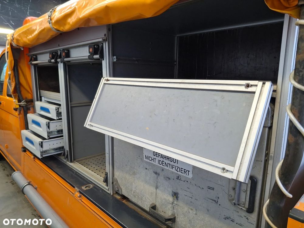Volkswagen Transporter T5 Lift Doka Brygadówka Serwisowy Drogowy Półki Szuflady Warsztat Auto Warsztat Służba Drogowa Pomarańczowy Mobilny Serwis - 15