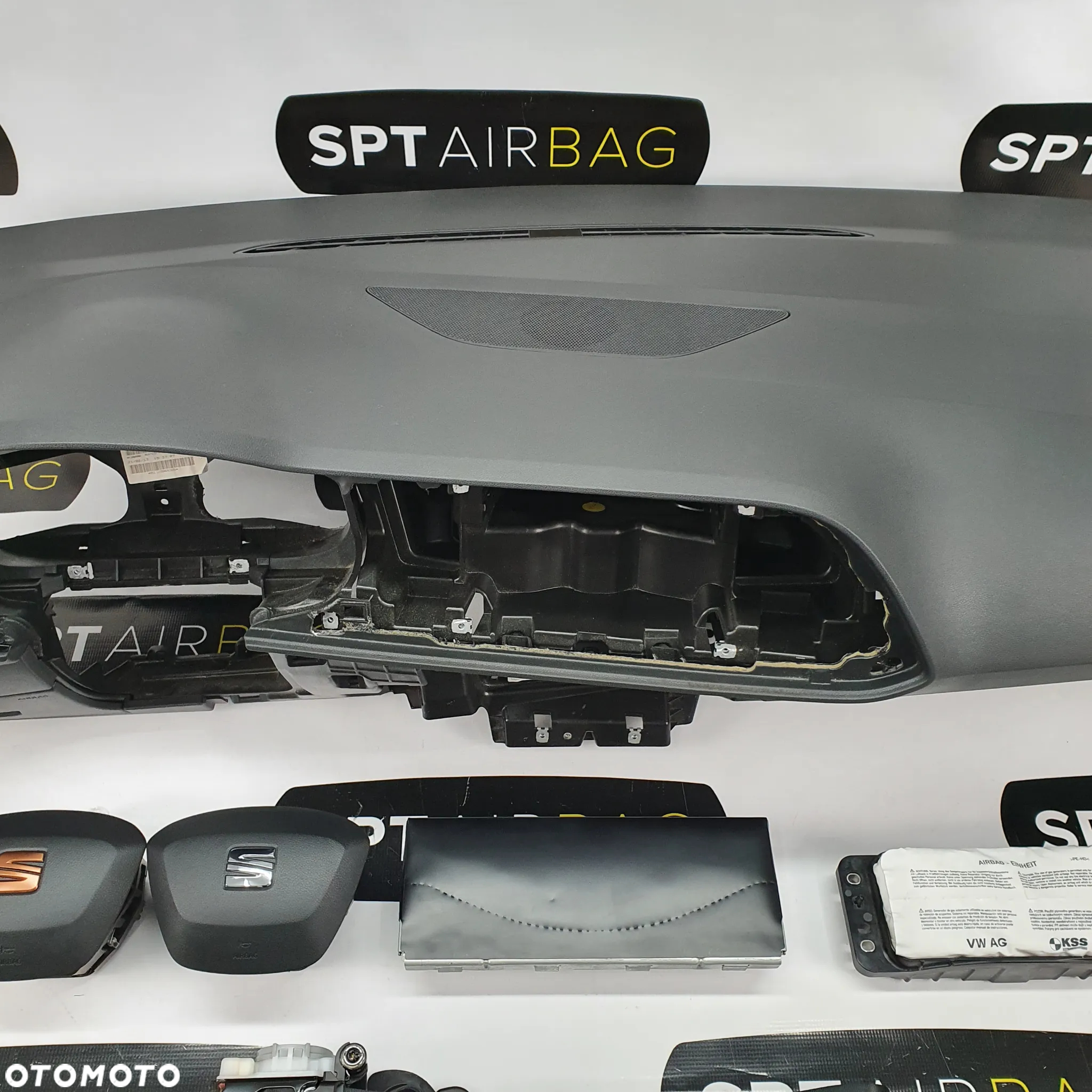 SEAT LEON 3 III DESKA ROZDZIELCZA KONSOLA KOKPIT PULPIT PODUSZKI AIRBAG AIR BAG PASY KIT SET - 3