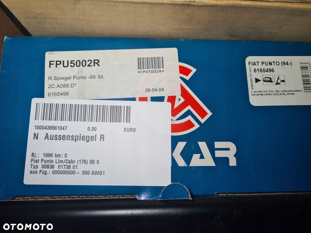 Lusterko zewnętrzne prawe 6165496 Fiat Punto 176 - 2