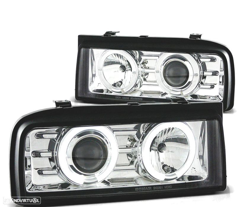 FARÓIS PARA VOLKSWAGEN VW CORRADO 88-95 ANGEL EYES CROMADOS - 1