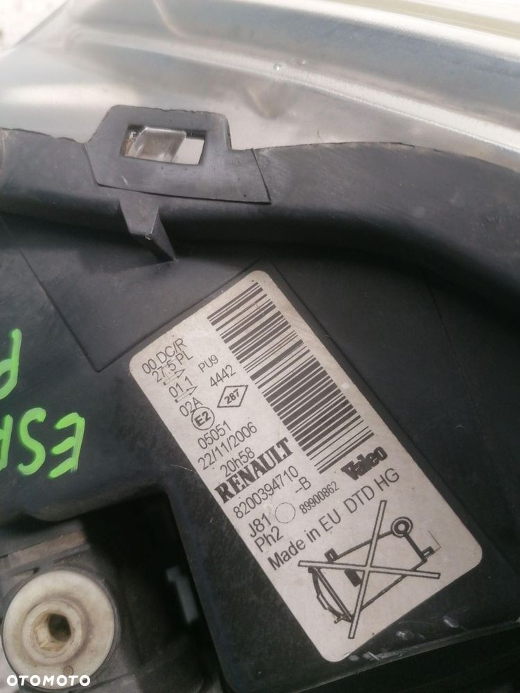 LAMPA PRAWA PRZEDNIA PRZÓD XENON RENAULT ESPACE IV 8200394710 89900862 - 3