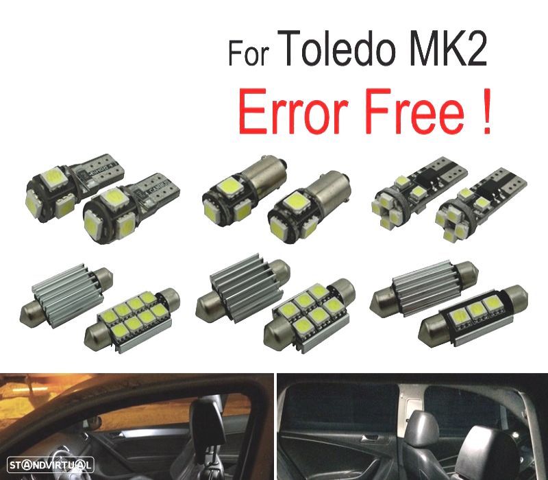 KIT COMPLETO 14 LAMPADAS LED INTERIOR PARA SEAT TOLEDO II MK2 1 M 1M2 99-04 - 1