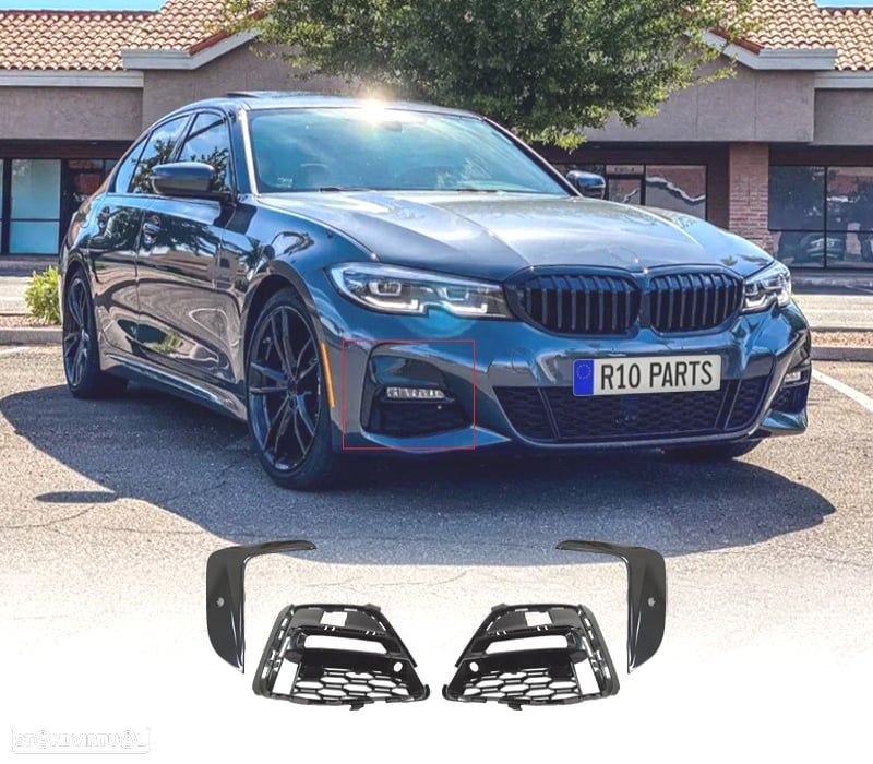 GRELHAS FAROIS NEVOEIRO BMW G20 19-22 LOOK M TECH PRETO BRILHANTE - 1