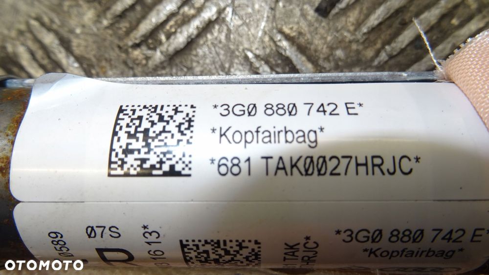 kurtyna airbag volkswagen oe 3g0880742e - 2