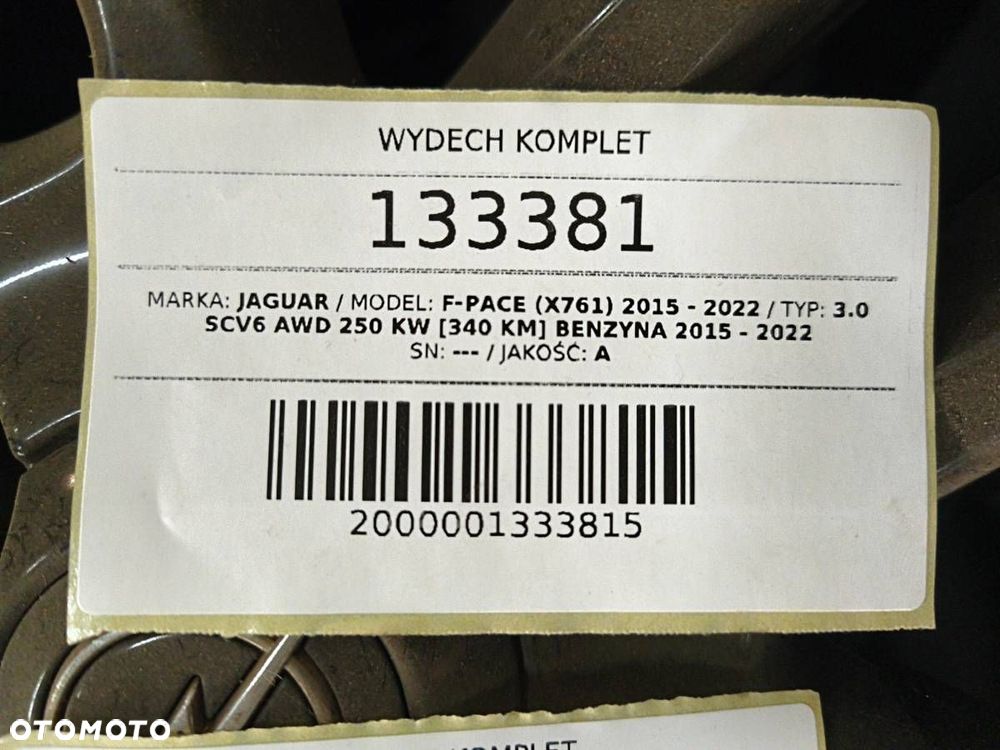 WYDECH TŁUMIK RURA WYDECHOWA JAGUAR F-PACE X761 3.0 SCV6 340 BENZYNA - 13