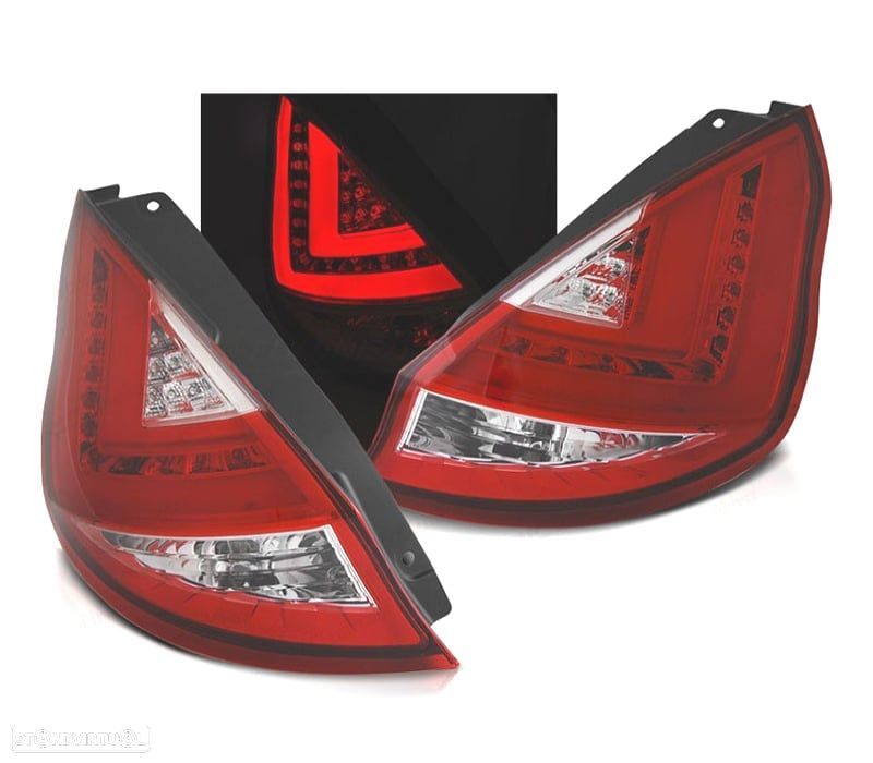 FAROLINS TRASEIROS FORD FIESTA MK7 12-17 LIGHT BAR VERMELHO CROMADO