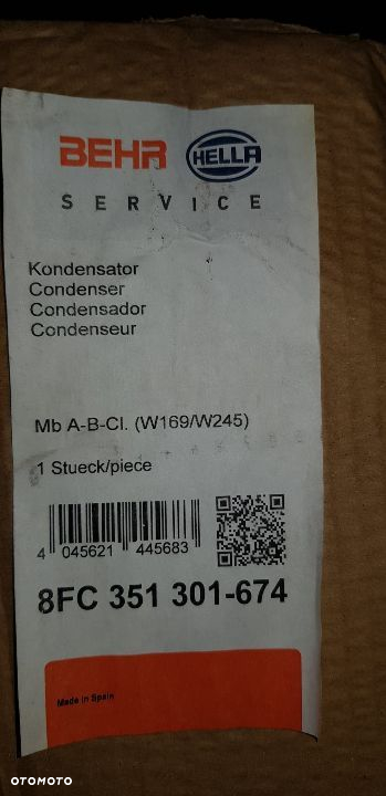 SKRAPLACZ, KLIMATYZACJA 8FC 351 301-674 MERCEDES W169  W245 - 2