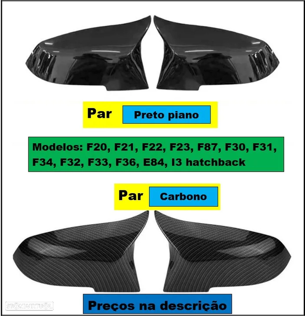 PROMOÇÃO Capas Retrovisor Preto Piano ou Carbono BMW séries 1 2 3 e 4