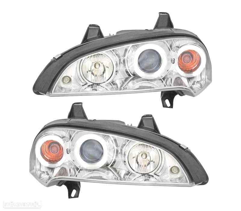 FARÓIS ANGEL EYES CCFL OPEL TIGRA 95-03 FUNDO CROMADO - 1