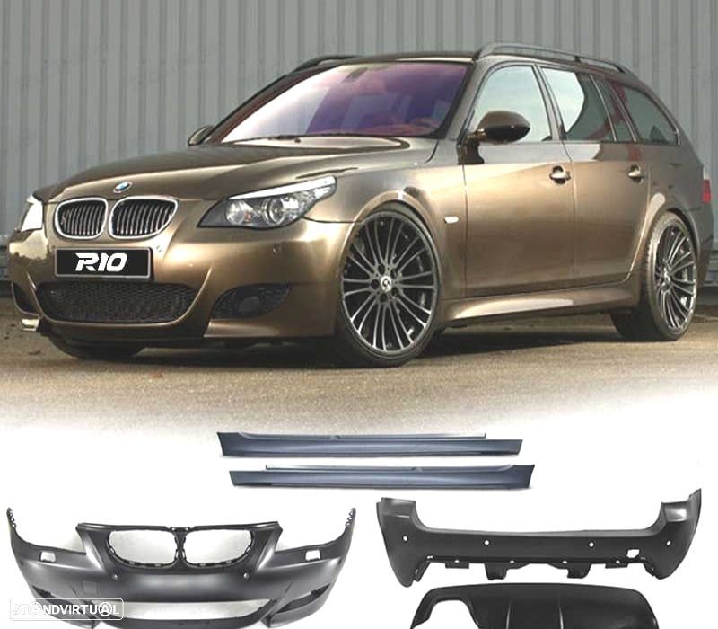 KIT CARROÇARIA BMW E61 TOURING 03-07 COM PDC + LAVA FAROIS LOOK M5 - 1