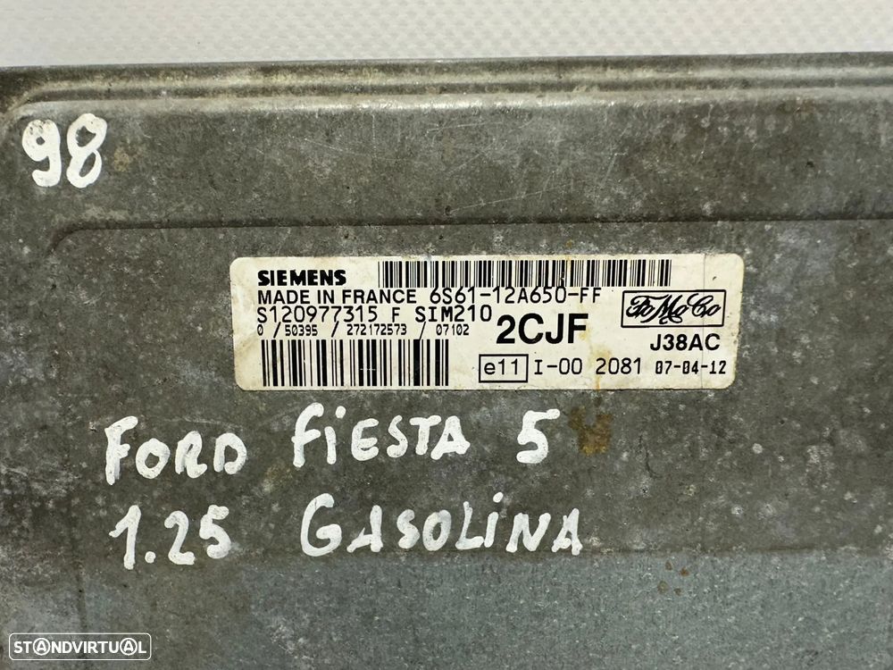 .Centralina Motor Siemens Ford Fiesta 1.25i 16v 6S6112A650FF S120977315 2002 - 2008 - 8