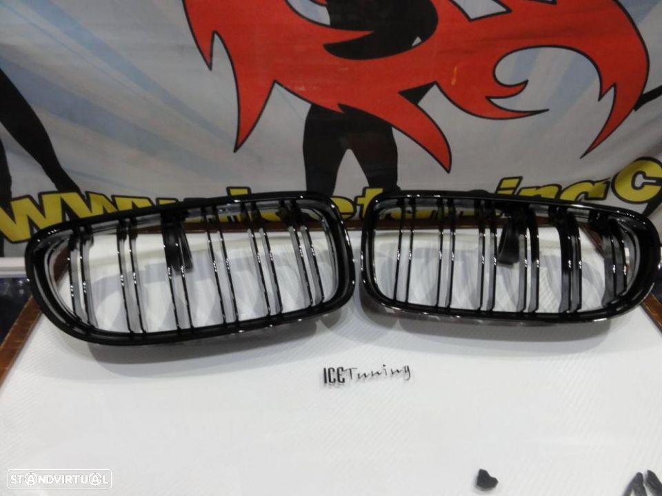 Grelha frontal em plástico para ABS para BMW E90 08-11 M4 look / dupla lâmina em preto piano brilhante - 8