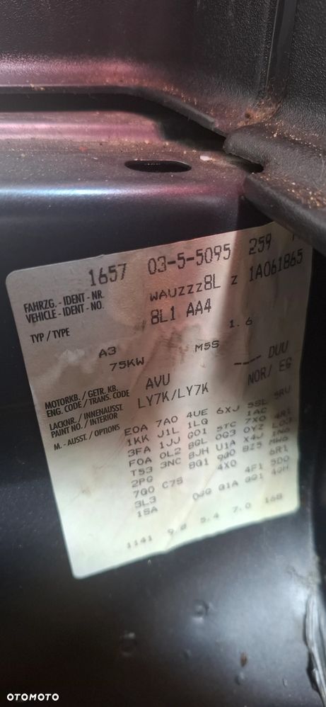 Audi A3 8L 1,6 8v na części - 7