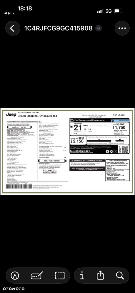 Jeep Grand Cherokee 3.6 V6 Overland - 22