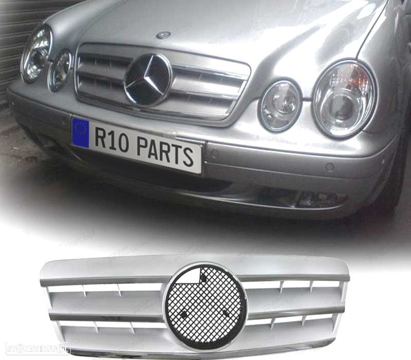GRELHA FRONTAL MERCEDES CLK W208 COUPE + CABRIO 96-02 CROMADA - 1