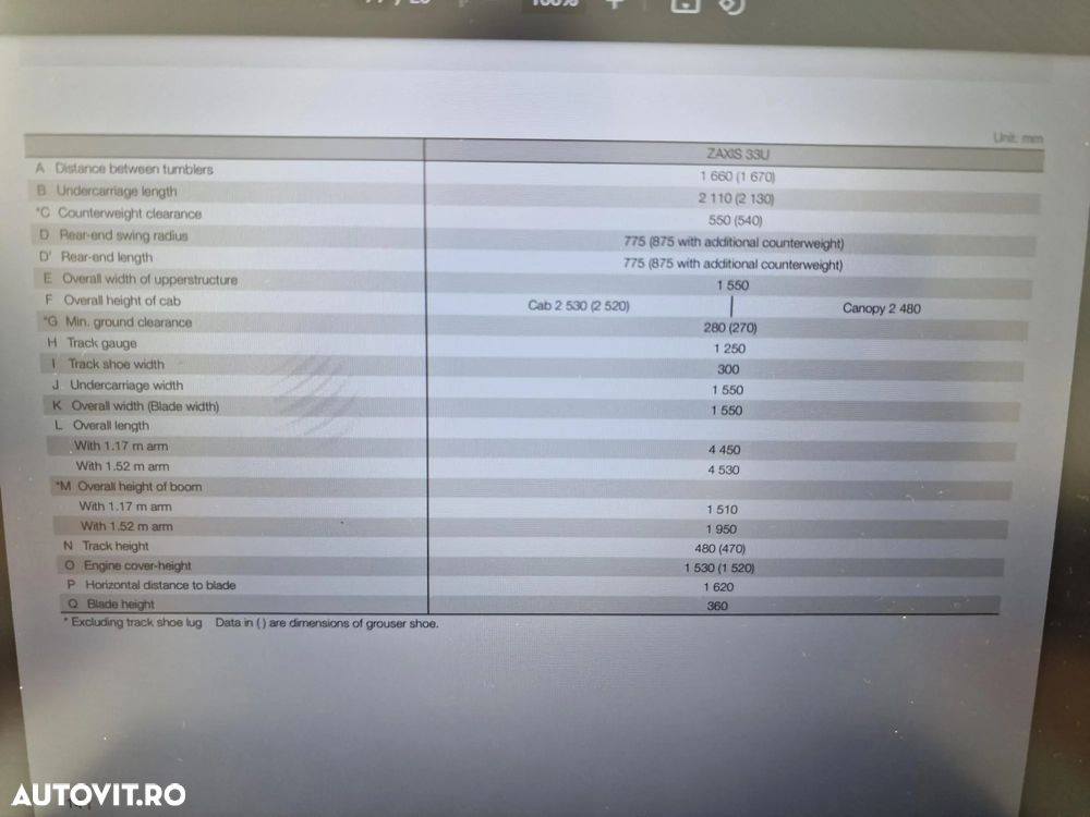 Hitachi 3,7t, ZX33U-6, cupla rapida+2 cupe excavare+cupa taluz, inst picon, Aer conditionat, lama nivelare, produs in JAPONIA, garantie 1an, posibilitate leasing-44.900 EUR+Tva - 38