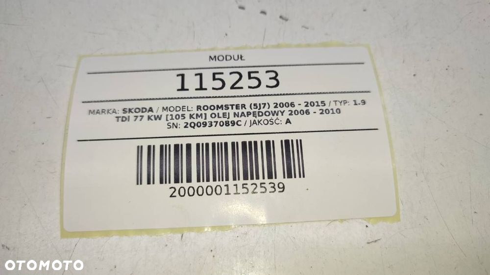 MODUŁ STEROWNIK KOMFORTU SKODA ROOMSTER 2Q0937089C - 4