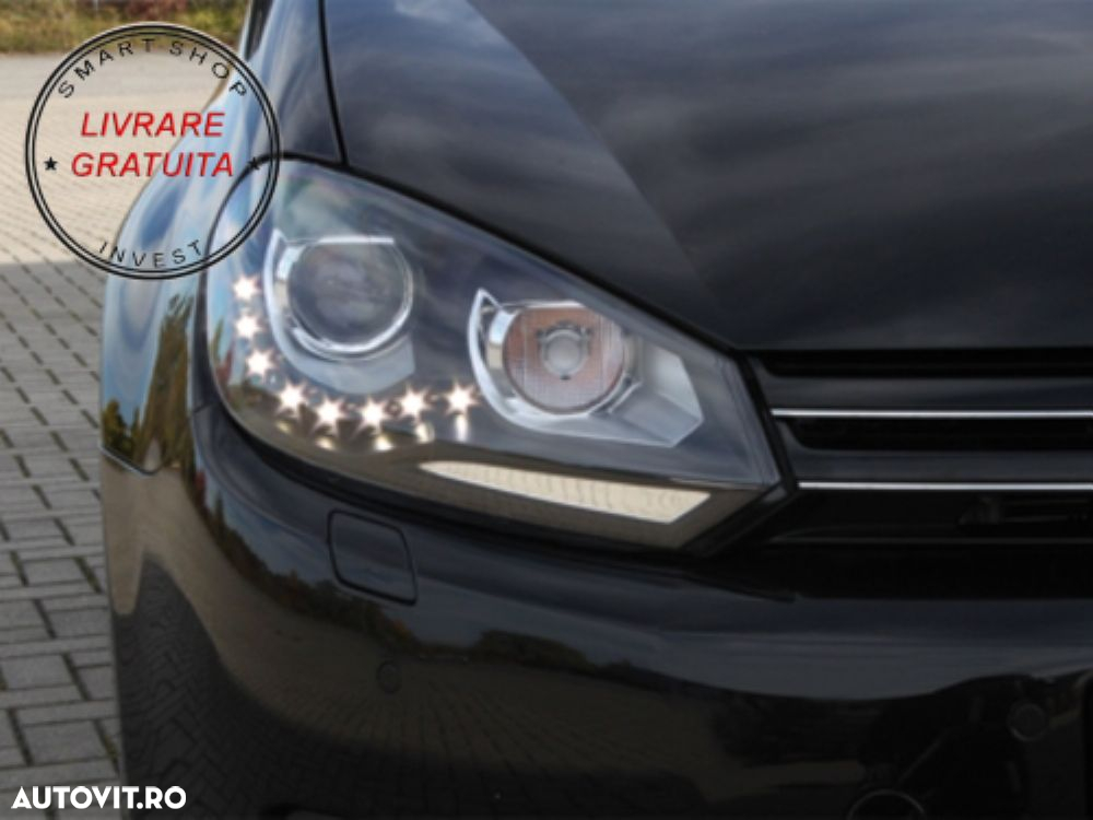Faruri LED VW Golf 6 VI (10.2008-2012) DAYLIGHT DRL GTI Look Negru- livrare gratuita - 13
