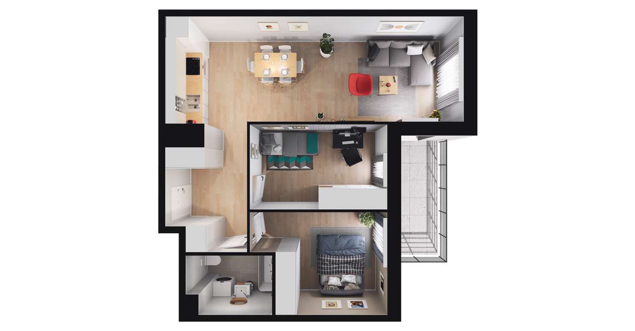 3-pokojowe mieszkanie 57m2 + balkon Bez Prowizji - Pełny obrazek: 2/23