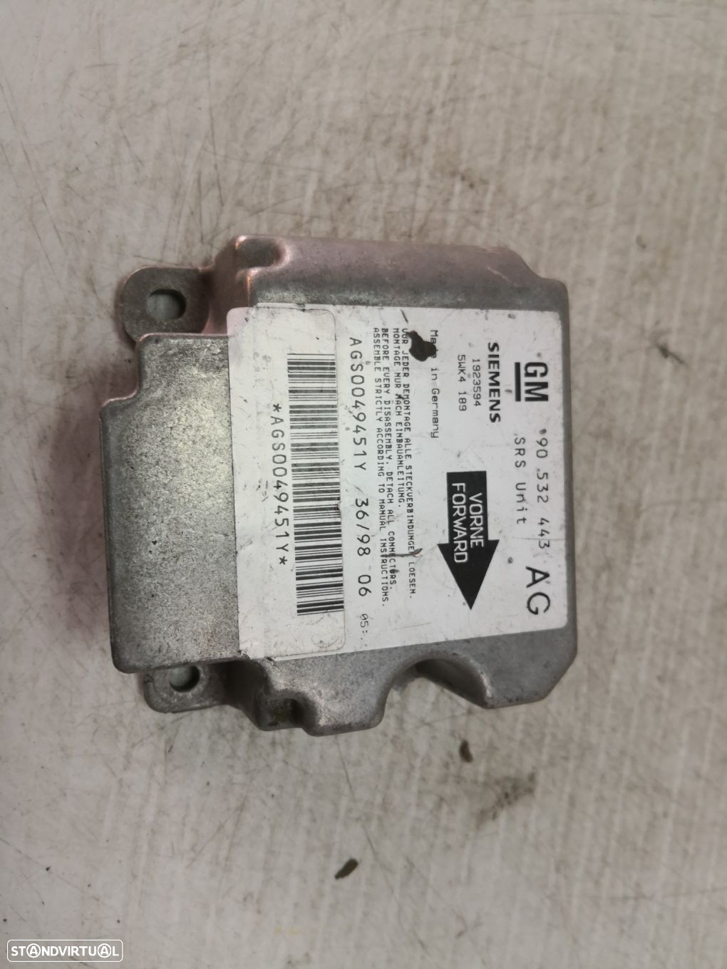 Centralina De Airbags Opel Corsa B (S93) - 3