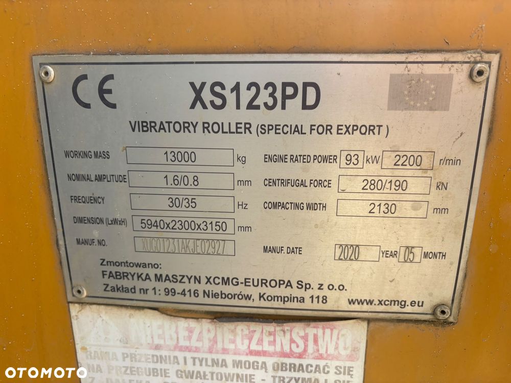 XCMG XS123PD Walec 13Ton gładki okołkowany płaszcz - 8